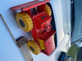 RARE Vtg Structo Bulldozer Tin Toy Heavy Equipment 1960's Orange yellow wheels