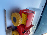 RARE Vtg Structo Bulldozer Tin Toy Heavy Equipment 1960's Orange yellow wheels