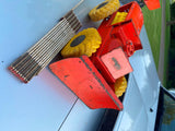 RARE Vtg Structo Bulldozer Tin Toy Heavy Equipment 1960's Orange yellow wheels