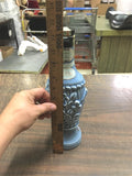 Vtg Empty 1967 Jim Beam Blue Flowered Design Decanter Embossed W/ Original Box