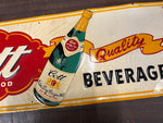 VTG 1950s COTT Ginger Ale Tin Advertising Sign Bottle Soda Pop Embossed Beveridg