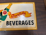 VTG 1950s COTT Ginger Ale Tin Advertising Sign Bottle Soda Pop Embossed Beveridg