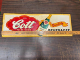 VTG 1950s COTT Ginger Ale Tin Advertising Sign Bottle Soda Pop Embossed Beveridg