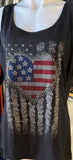HOT LEATHERS LADIES SIZE 2 XL AMERICANA HEART AND ROSES BLING TANK TOP