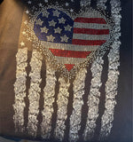 HOT LEATHERS LADIES SIZE SMALL AMERICANA HEART AND ROSES BLING TANK TOP