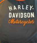 HARLEY DAVIDSON LADIES SIZE 2W TANK TOP BLACK WITH ORANGE WHITE STRIPED SIDE