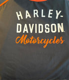 HARLEY DAVIDSON LADIES SIZE 2W TANK TOP BLACK WITH ORANGE WHITE STRIPED SIDE