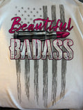 HOT LEATHERS LADIES SIZE XL WHITE RIBBED TANK TOP "BEAUTIFUL BADASS"