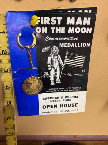 Babcock & Wilcox B&W Beaver Falls 1st man on moon Commemorativ Medallion Key Fob