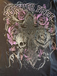 HOT LEATHERS LADIES SIZE MEDIUM BLACK TANK TOP BLING CROSS "FOREVER FREE'