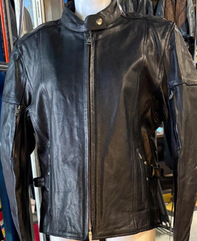 BISON LEATHER CO. LADIES SIZE 2XL MOTORCYCLE JACKET ZIP OUT LINER VENTED