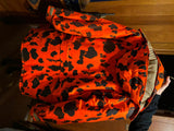 Large Red Lodge Orange Camo Hunting Jacket Coat Hood lotsa pockets 3/4 big large