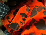 Large Red Lodge Orange Camo Hunting Jacket Coat Hood lotsa pockets 3/4 big large