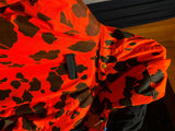 Large Red Lodge Orange Camo Hunting Jacket Coat Hood lotsa pockets 3/4 big large