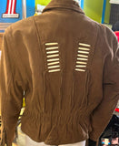 UNIK PREMIUM LADIES 2X BROWN LEATHER MOTORCYCLE JACKET ZIP OUT LINER