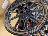 Chrome OEM Front Mag Wheel Harley Touring Heritage 00^ 3x16 Round spoke Glide!