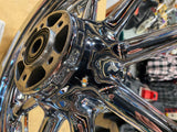 Chrome OEM Front Mag Wheel Harley Touring Heritage 00^ 3x16 Round spoke Glide!
