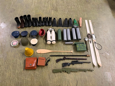 Vintage 1960s Made In USA Large Lot Of Assorted Hasbro GI Joe Accessories