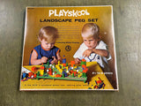 Vintage Playskool Landscape Peg Set Lot Wood Building Blocks #245 in Box 1970's