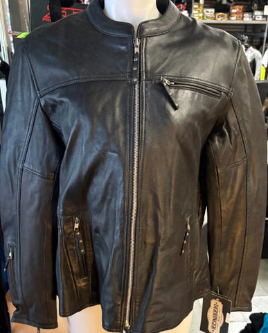 DERRINGER LADIES SIZE 3 XL LEATHER MOTORCYCLE JACKET ZIPOUT LINER VENTED