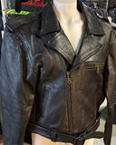 UNIK LEATHER APPARELS LADIES 3XL LEATHER MOTORCYCLE JACKET SHORT BELTED WAIST