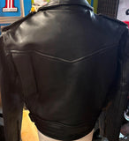 UNIK LEATHER APPARELS LADIES 3XL LEATHER MOTORCYCLE JACKET SHORT BELTED WAIST