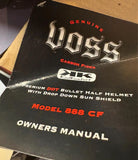 VOSS CARBON FIBER HALF HELMET WITH DROP DOWN SUN SHIELD SIZE SMALL