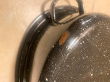 New Black White Speckled  Graniteware Oval Roasting Pan Vtg Cookware Turkey