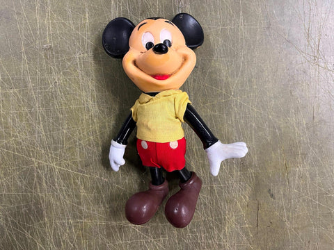 Vintage 1960s Walt Disney Productions Rubber Doll Mickey Mouse Toy 7.5"