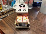 Vintage 1960s Japan Tin Litho M.P. Jeep Friction Military Army Car Toy White