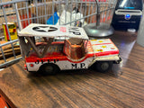 Vintage 1960s Japan Tin Litho M.P. Jeep Friction Military Army Car Toy White