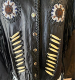 UNIK PREMIUM LADIES SIZE 3XL LEATHER MOTORCYCLE JACKET "INDIAN DESIGNS"