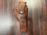 Vtg USMC Memorabilia Hubley 45 Cap Shooting RH Leather Holster Military Marines