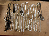 Vintage Large Lot Of 20+ Costume Jewelry Mardi Gras Style Necklaces Black/White