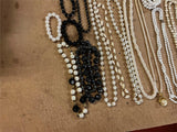 Vintage Large Lot Of 20+ Costume Jewelry Mardi Gras Style Necklaces Black/White