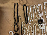 Vintage Large Lot Of 20+ Costume Jewelry Mardi Gras Style Necklaces Black/White