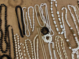 Vintage Large Lot Of 20+ Costume Jewelry Mardi Gras Style Necklaces Black/White