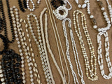 Vintage Large Lot Of 20+ Costume Jewelry Mardi Gras Style Necklaces Black/White