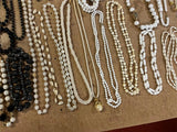 Vintage Large Lot Of 20+ Costume Jewelry Mardi Gras Style Necklaces Black/White