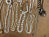 Vintage Large Lot Of 20+ Costume Jewelry Mardi Gras Style Necklaces Black/White