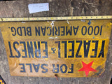 Vtg Sign 1000 american blvd yeazell & ernest for sale Tin 23x14 nj antique Metal