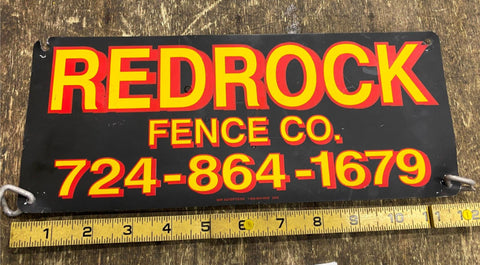 Redrock Fence Co Tin Metal Sign 12x5 Man Cave Garage Farm Auto Shop Govt Securit