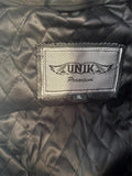 UNIK PREMIUM LADIES SIZE EXTRA LARGE LEATHER MOTORCYCLE JACKET ZIP OUT LINING