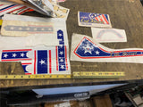 Vtg Evel Knievel Bicycle Decals Stickers RWB Stars stripes Banana Seat Bike 70's