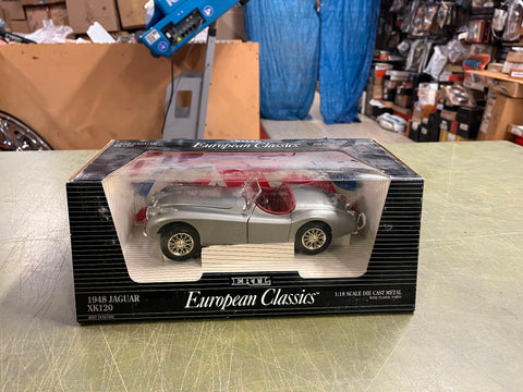 ERTL European Classics 1948 Silver Jaguar XK120 Die Cast Metal 1/18 Scale Model