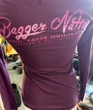 HOT LEATHERS LADIES SIZE MEDIUM LONG SLEEVE T-SHIRT "PAUL YAFFE BAGGER NATION"