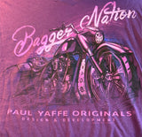 HOT LEATHERS LADIES SIZE MEDIUM LONG SLEEVE T-SHIRT "PAUL YAFFE BAGGER NATION"
