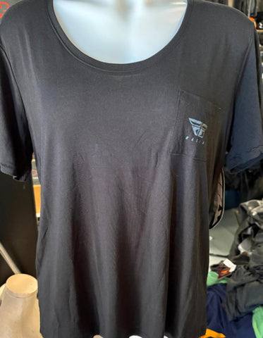 FLY RACING LADIES MEDIUM TSHIRT BLACK FLY RACING LOGO ON POCKET