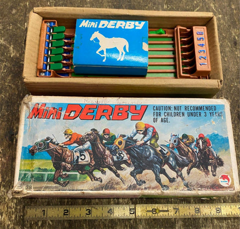60s Shinsei Mini Kentuck Derby Vtg Battery Operated Horse Racing Orig Box Japan!