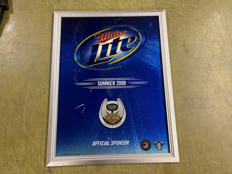 2008 Miller Lite Harley Davidson 105th Anniversary Mirrored Beer Advertise Sign